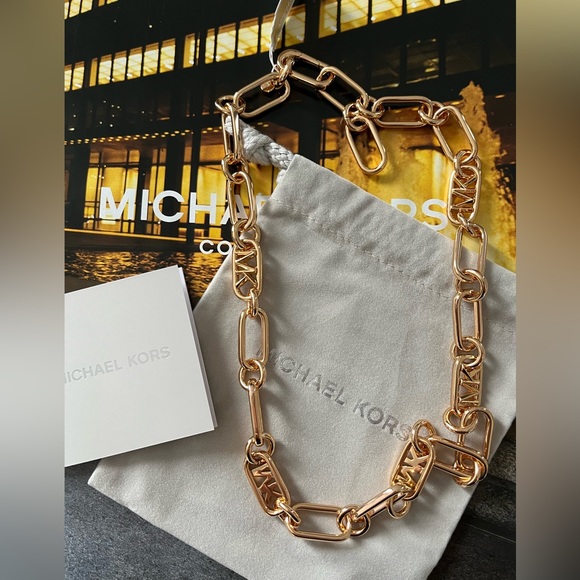 Michael Kors Precious Metal-Plated Brass Chain Link rose gold Necklace - Picture 4 of 7